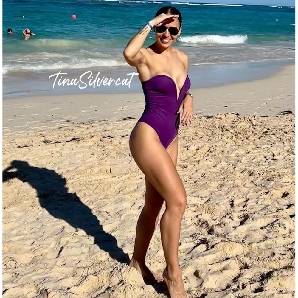 Zara Corset Neckline Swimsuit Violet NWT - Picture 10 of 16